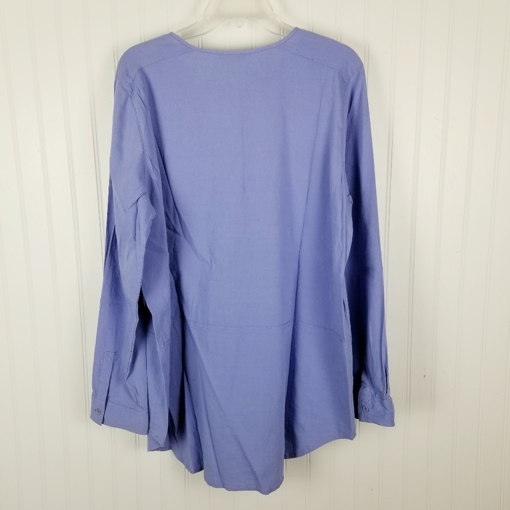 Eileen Fisher Lavender Long-Sleeve Henley Tunic Top - Picture 8 of 9